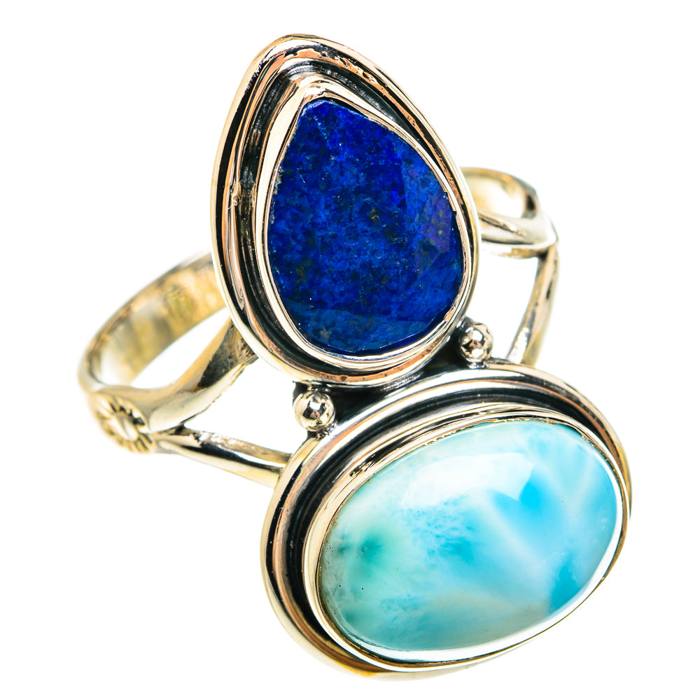 Larimar, Lapis Lazuli Rings handcrafted by Anasilvercos - RING77986