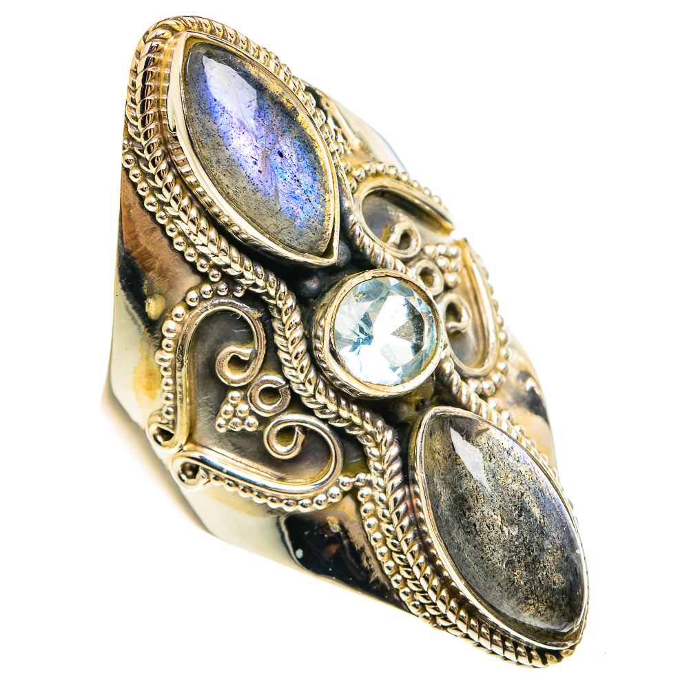 Labradorite, Blue Topaz Rings handcrafted by Anasilvercos - RING77987