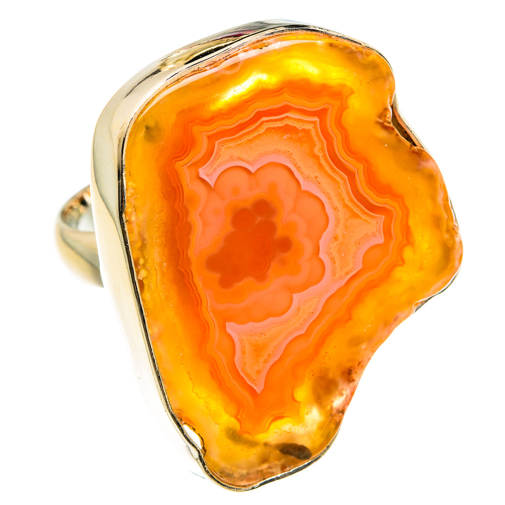 Orange Geode Slice Rings handcrafted by Anasilvercos - RING78001