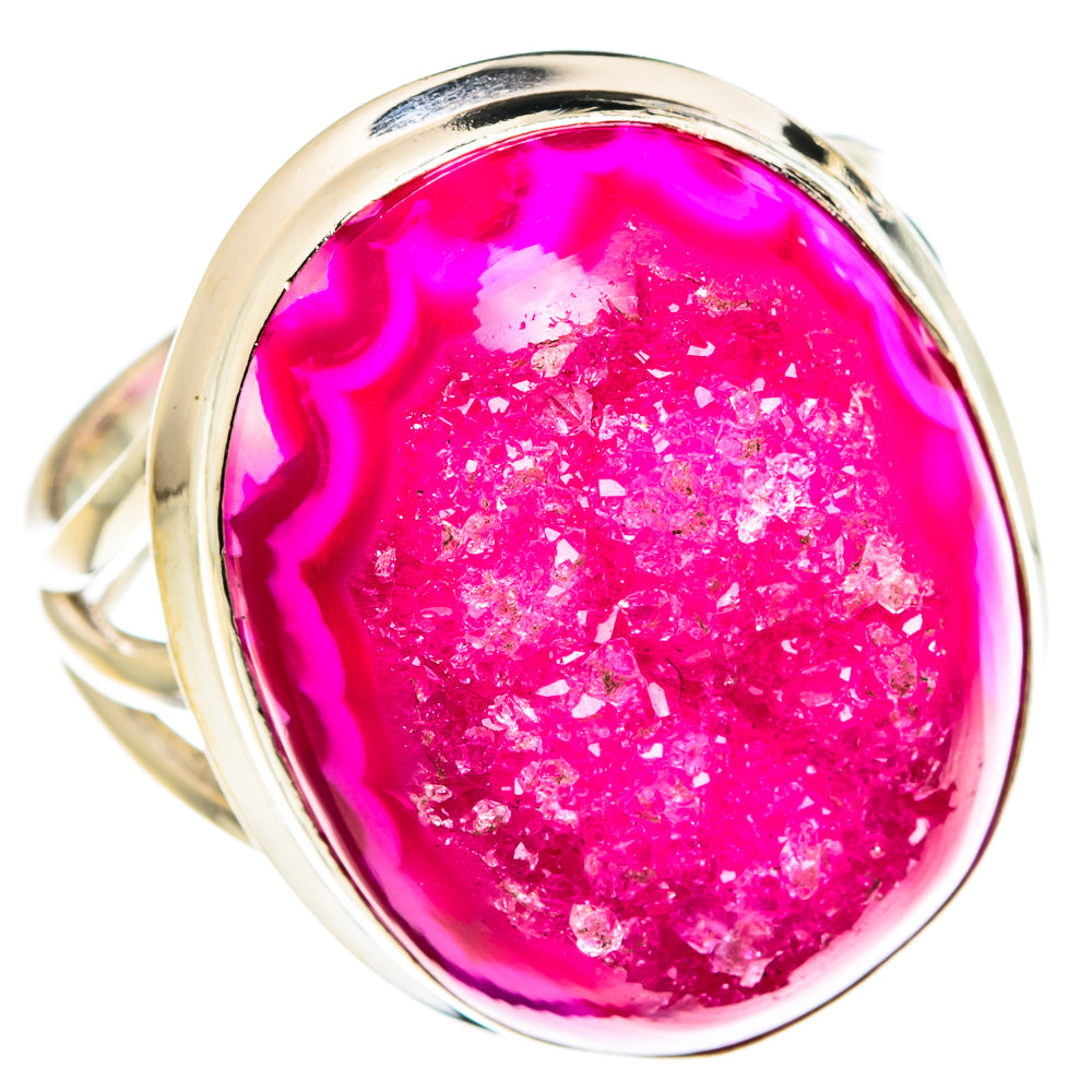 Pink Agate Druzy Rings handcrafted by Anasilvercos - RING78003