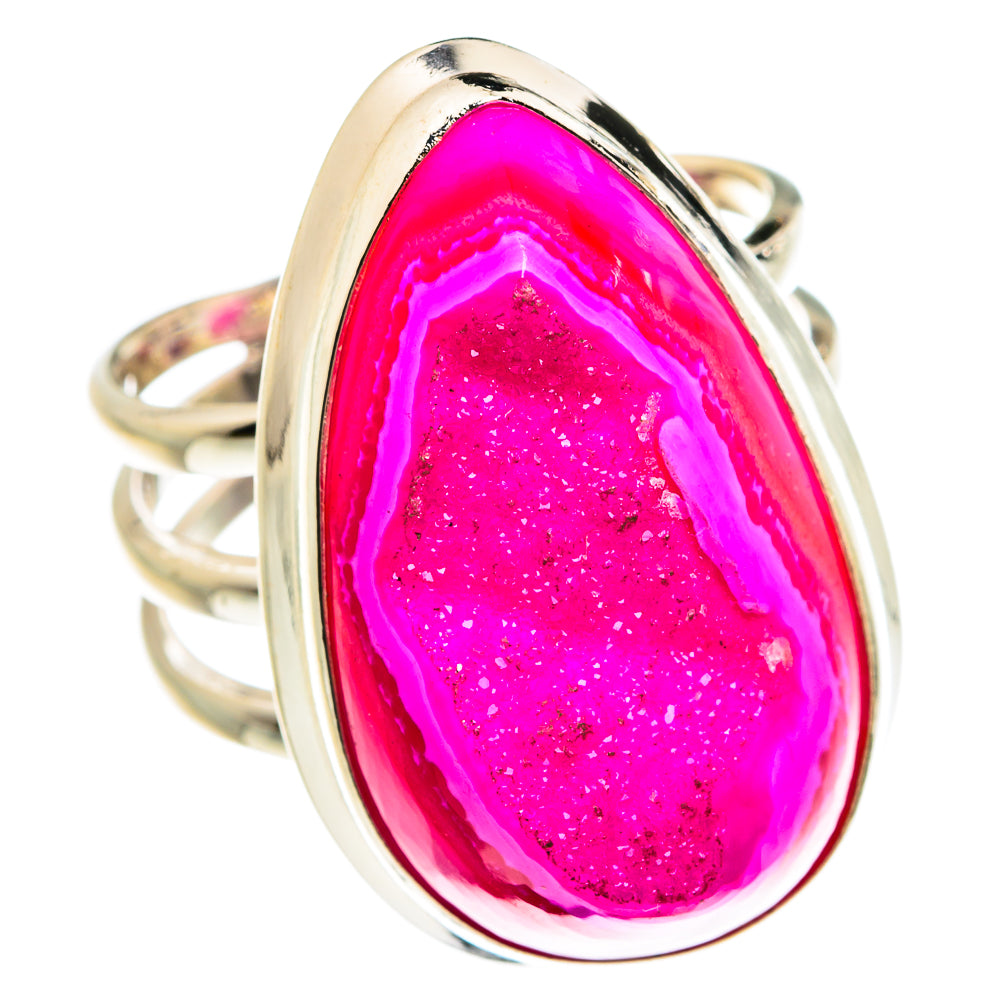 Pink Agate Druzy Rings handcrafted by Anasilvercos - RING78004