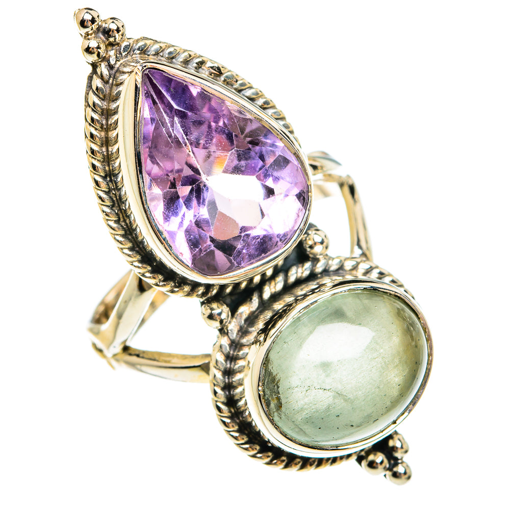 Amethyst, Aquamarine Rings handcrafted by Anasilvercos - RING78016