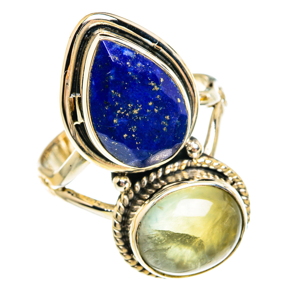 Prehnite, Lapis Lazuli Rings handcrafted by Anasilvercos - RING78018