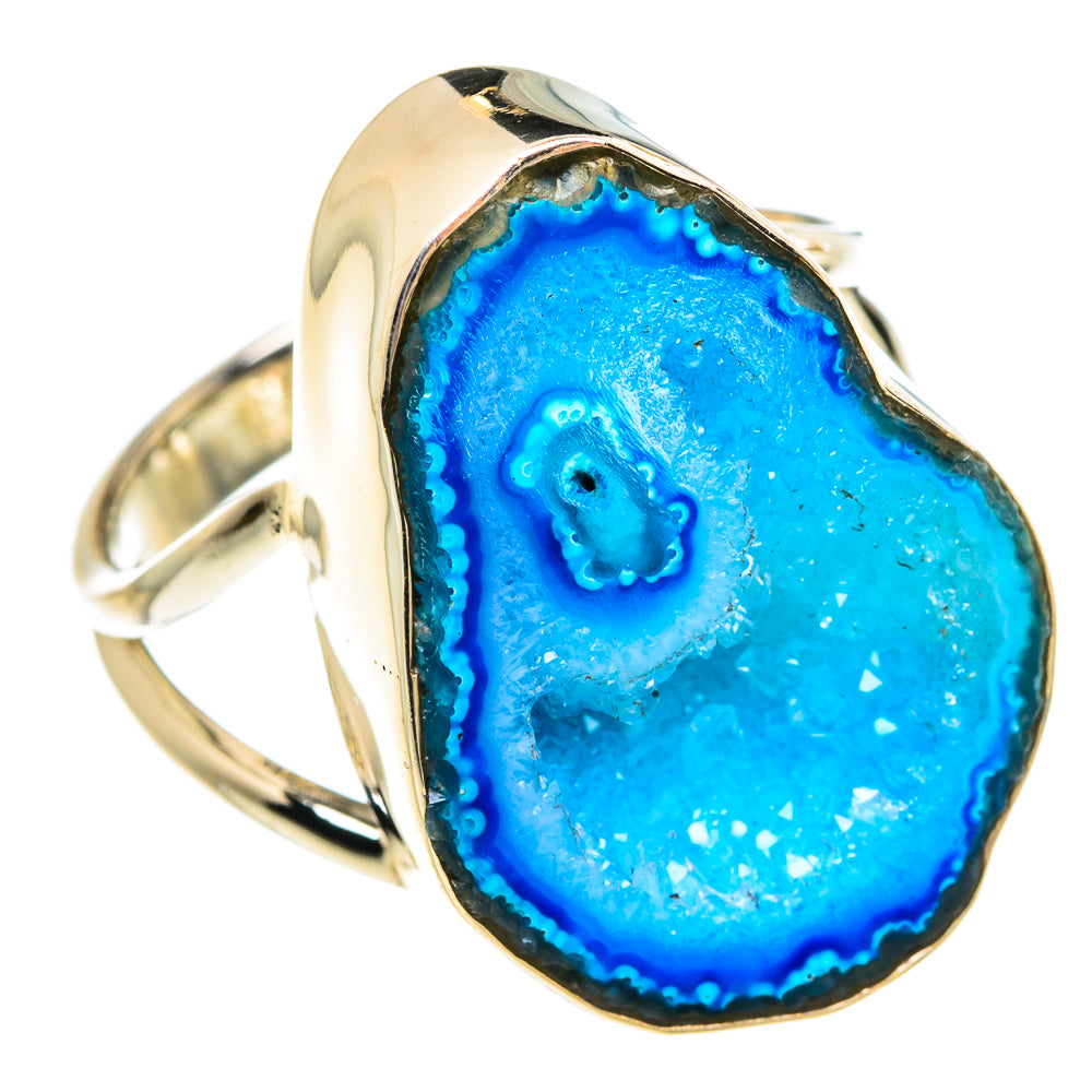 Blue Geode Slice Rings handcrafted by Anasilvercos - RING78027