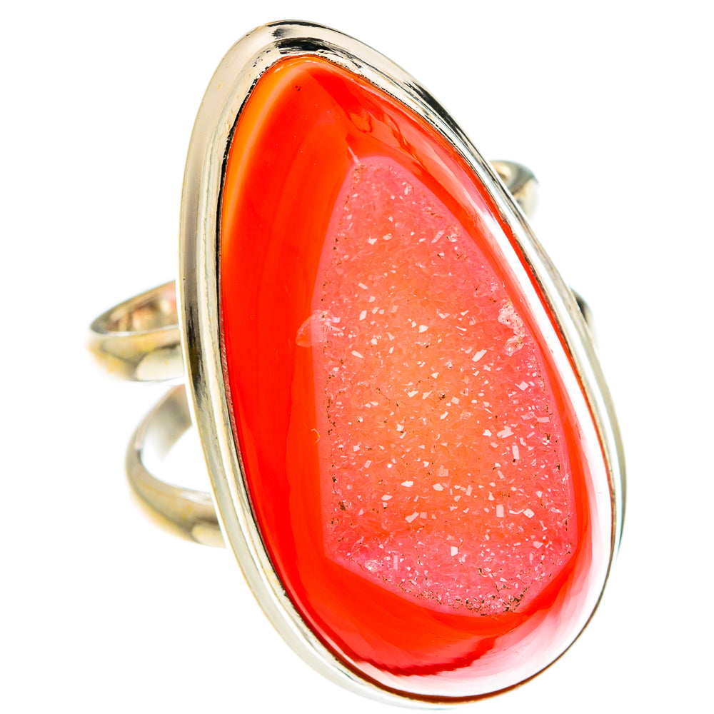 Pink Agate Druzy Rings handcrafted by Anasilvercos - RING78048