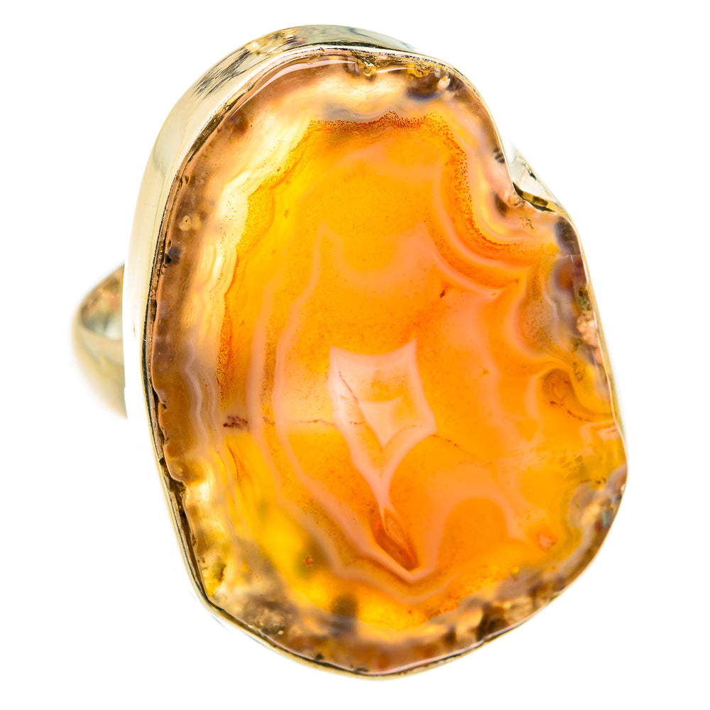 Orange Geode Slice Rings handcrafted by Anasilvercos - RING78085