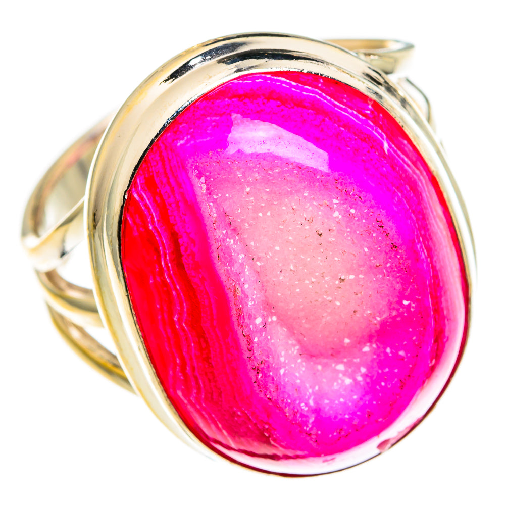 Pink Agate Druzy Rings handcrafted by Anasilvercos - RING78091