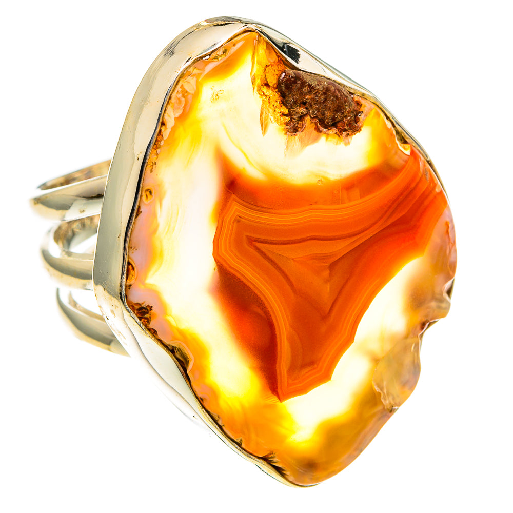 Orange Geode Slice Rings handcrafted by Anasilvercos - RING78164