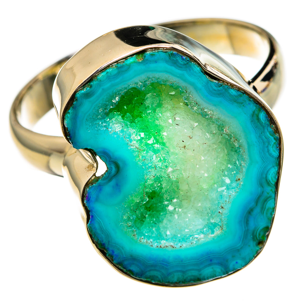Blue Geode Slice Rings handcrafted by Anasilvercos - RING78190