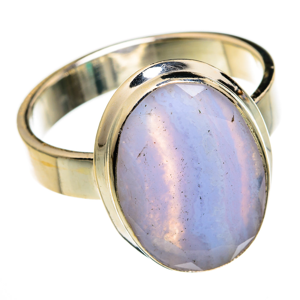 Blue Lace Agate Rings handcrafted by Anasilvercos - RING78209