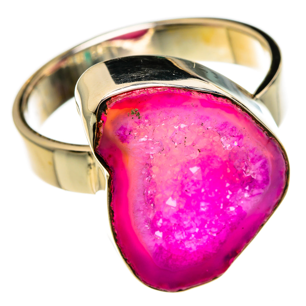 Pink Geode Slice Rings handcrafted by Anasilvercos - RING78227