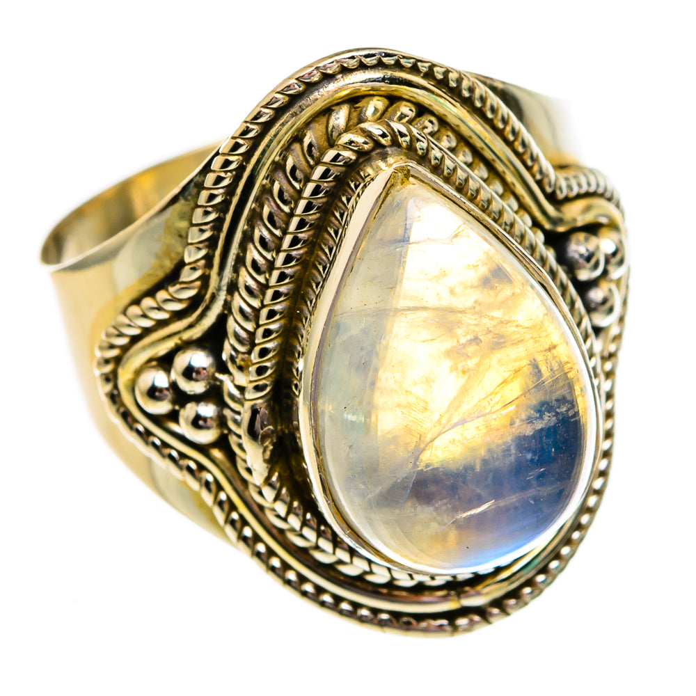 Rainbow Moonstone Rings handcrafted by Anasilvercos - RING78235
