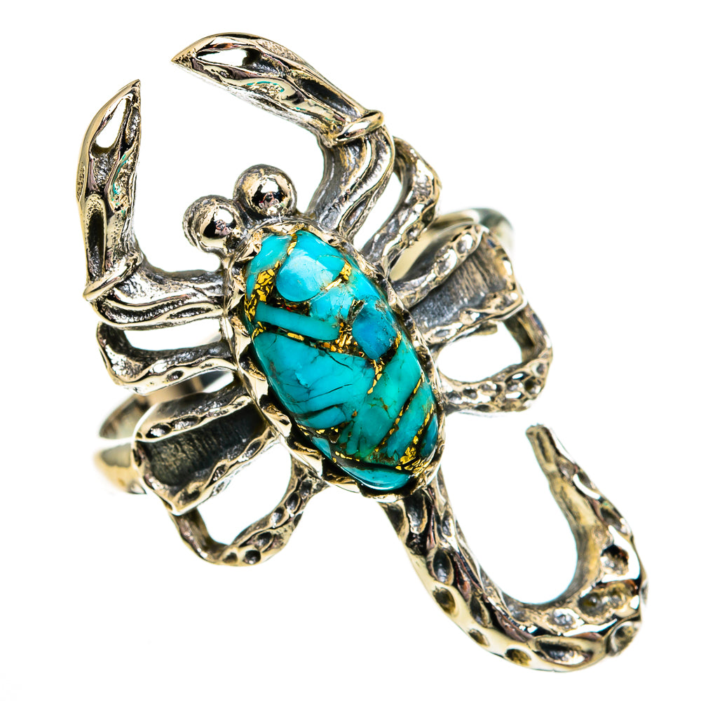Blue Copper Composite Turquoise Rings handcrafted by Anasilvercos - RING78247