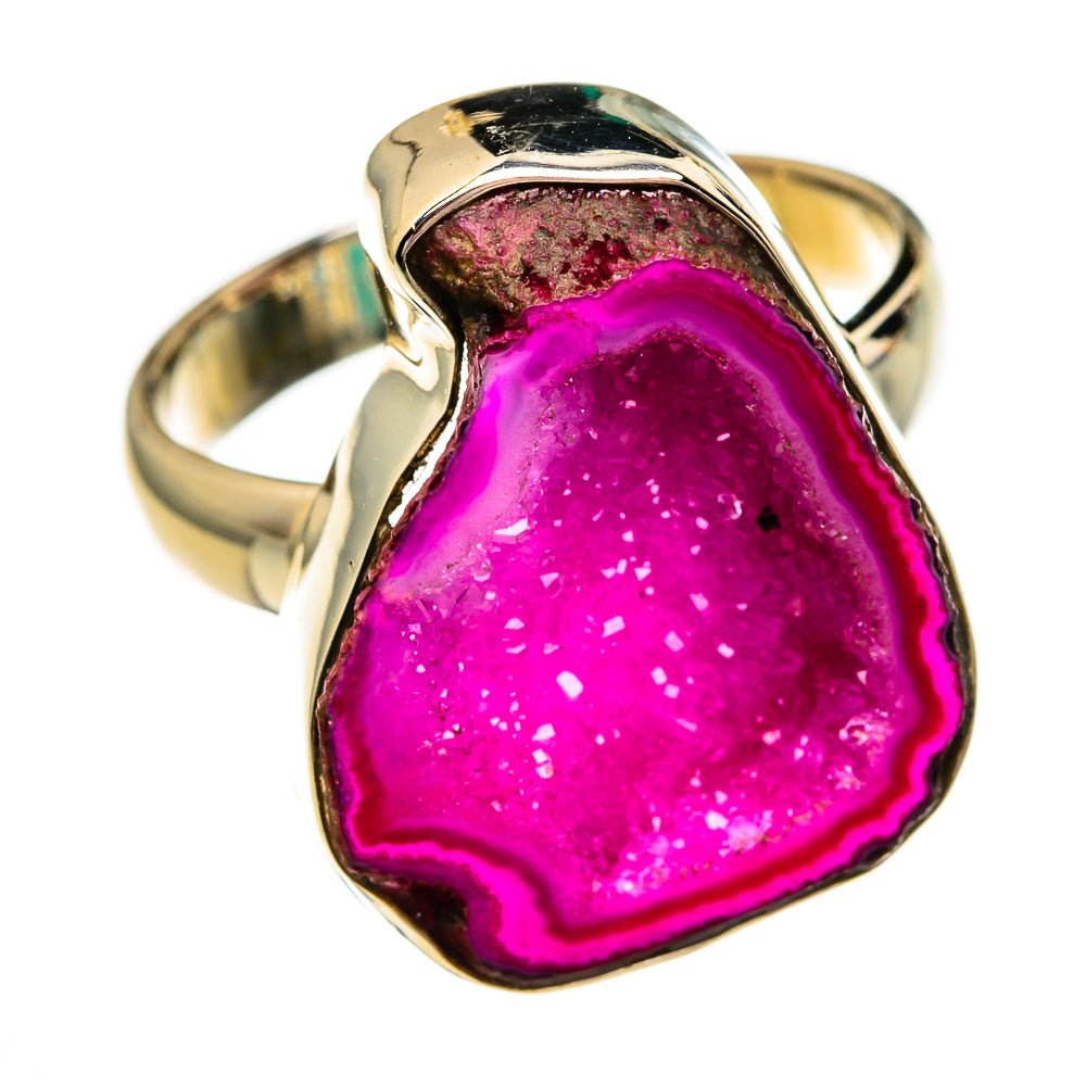 Pink Geode Slice Rings handcrafted by Anasilvercos - RING78256