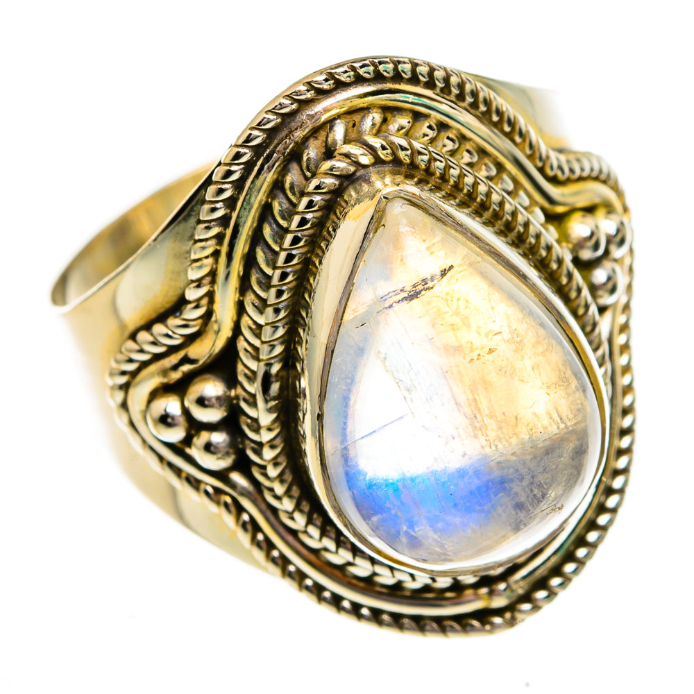 Rainbow Moonstone Rings handcrafted by Anasilvercos - RING78266