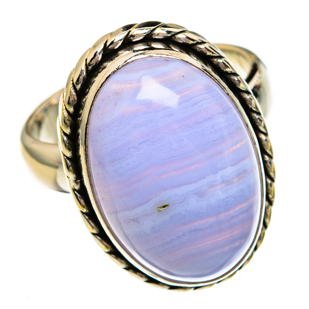 Blue Lace Agate Rings handcrafted by Anasilvercos - RING78267
