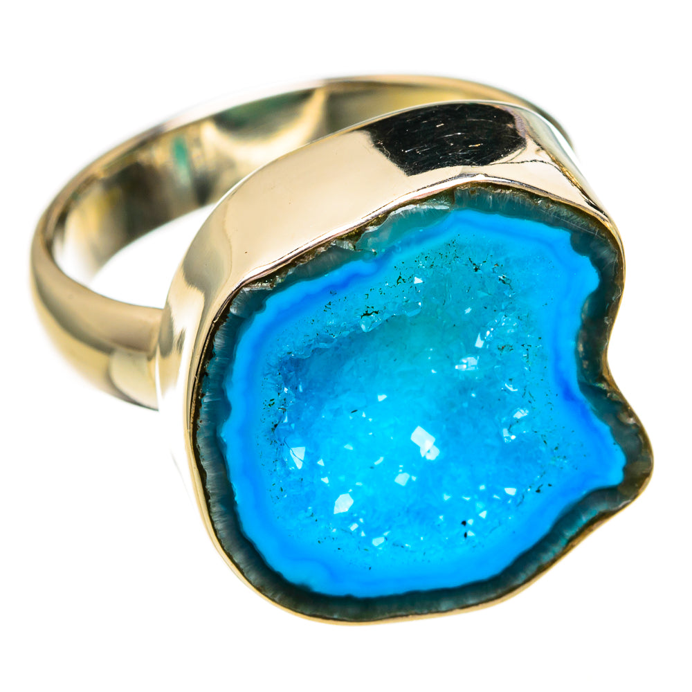 Blue Geode Slice Rings handcrafted by Anasilvercos - RING78304