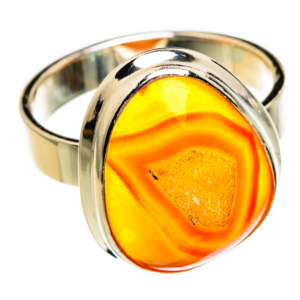 Orange Agate Druzy Rings handcrafted by Anasilvercos - RING78308