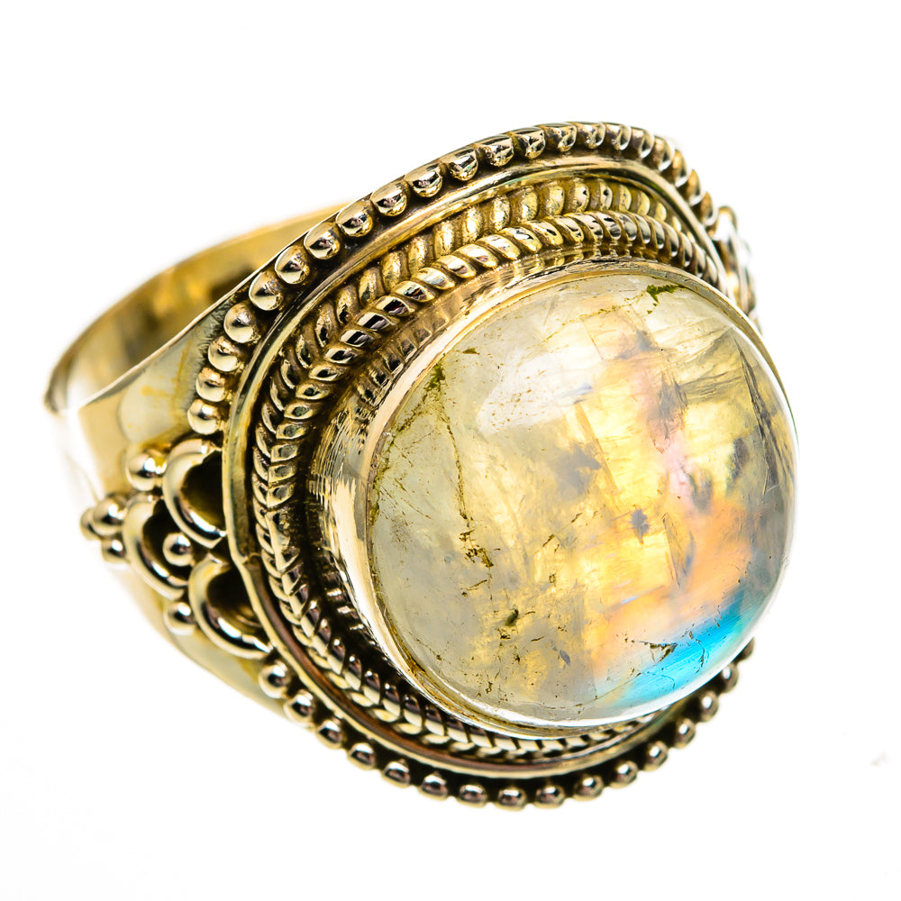 Rainbow Moonstone Rings handcrafted by Anasilvercos - RING78321