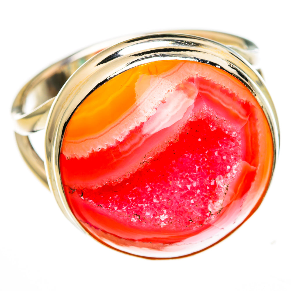 Pink Agate Druzy Rings handcrafted by Anasilvercos - RING78332