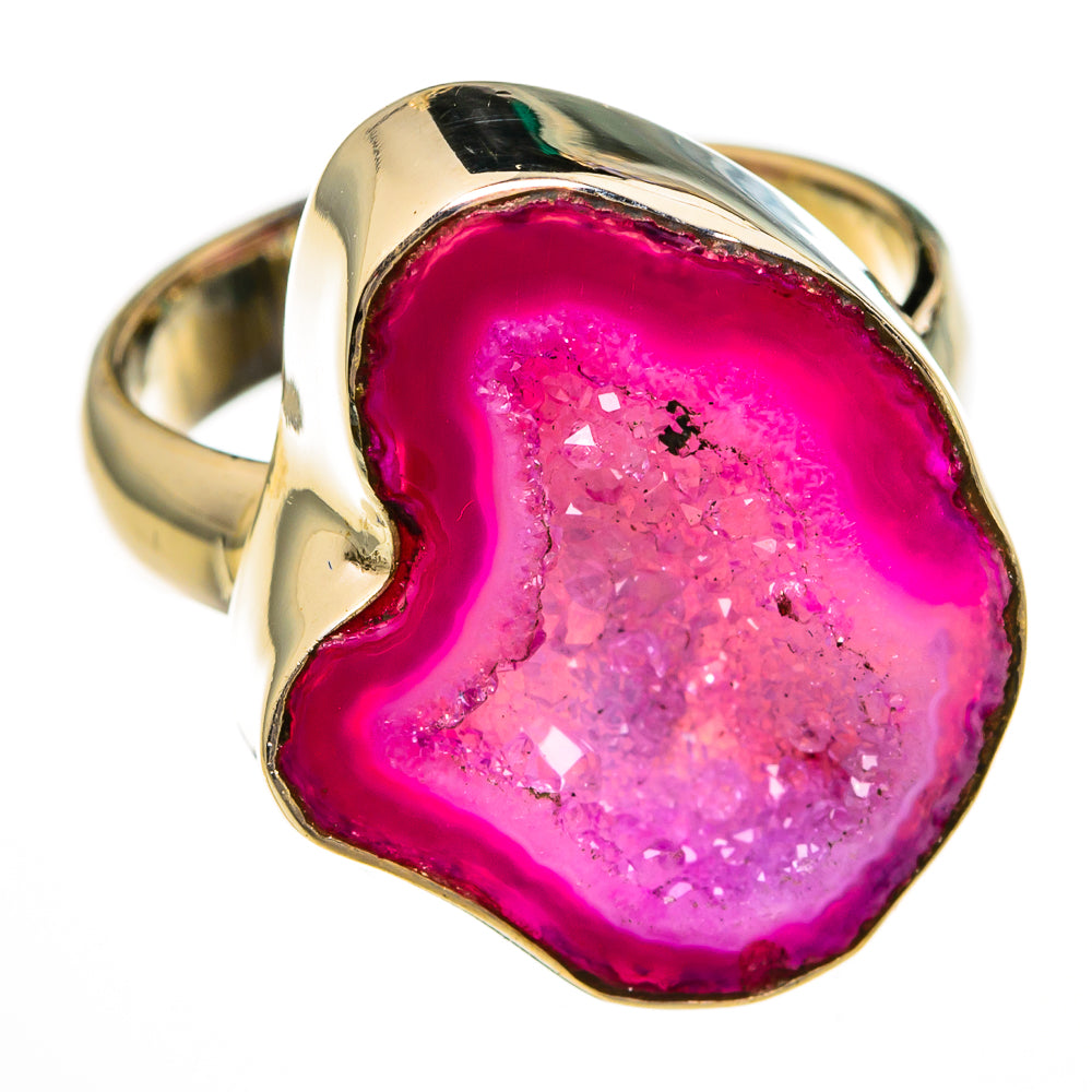 Pink Geode Slice Rings handcrafted by Anasilvercos - RING78335
