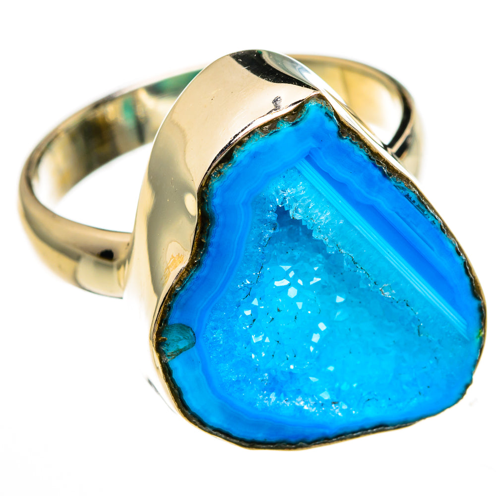 Blue Geode Slice Rings handcrafted by Anasilvercos - RING78349