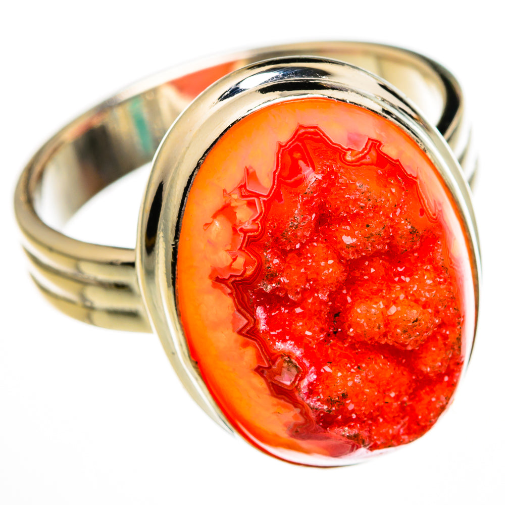 Red Agate Druzy Rings handcrafted by Anasilvercos - RING78354
