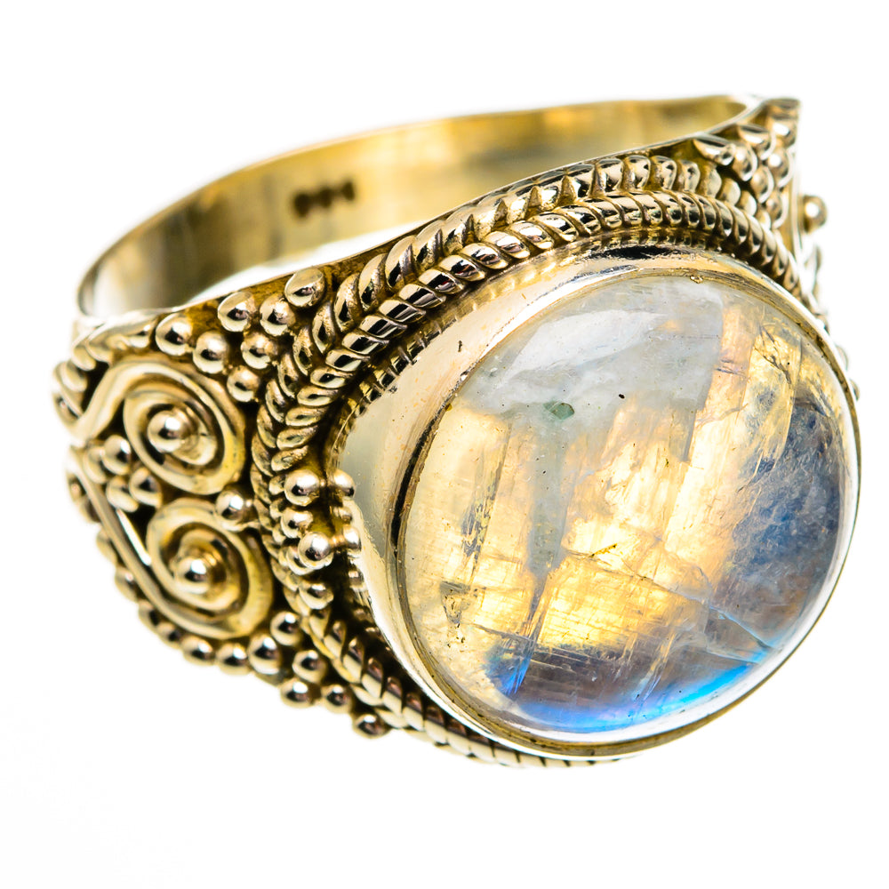 Rainbow Moonstone Rings handcrafted by Anasilvercos - RING78365