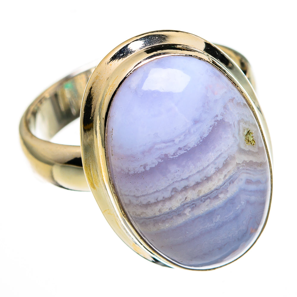 Blue Lace Agate Rings handcrafted by Anasilvercos - RING78387