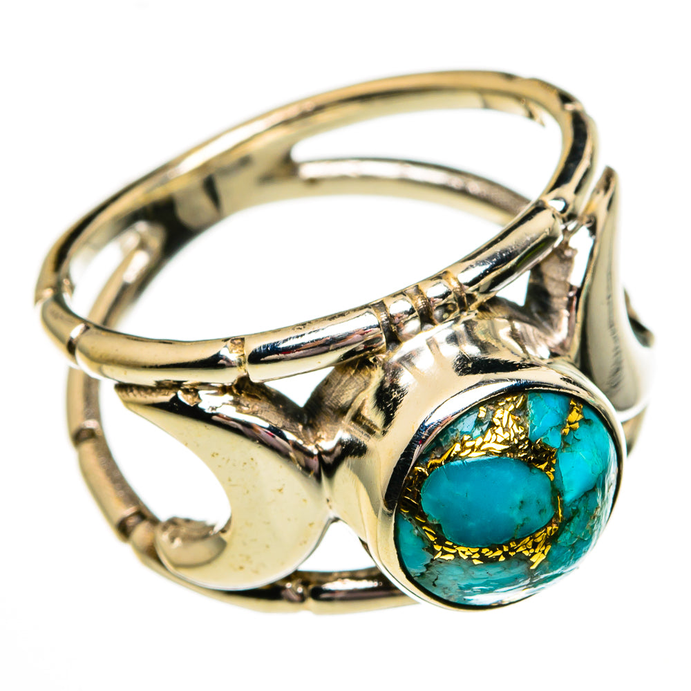 Blue Copper Composite Turquoise Rings handcrafted by Anasilvercos - RING78393