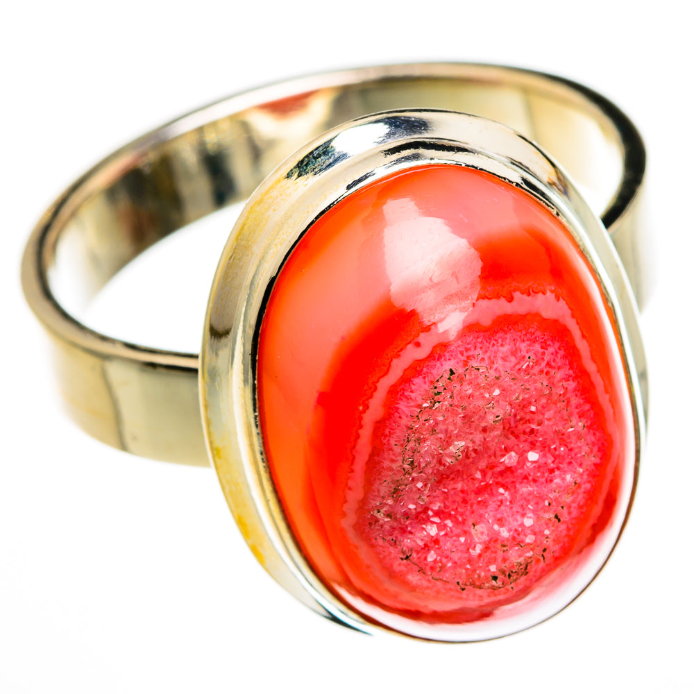 Pink Agate Druzy Rings handcrafted by Anasilvercos - RING78415