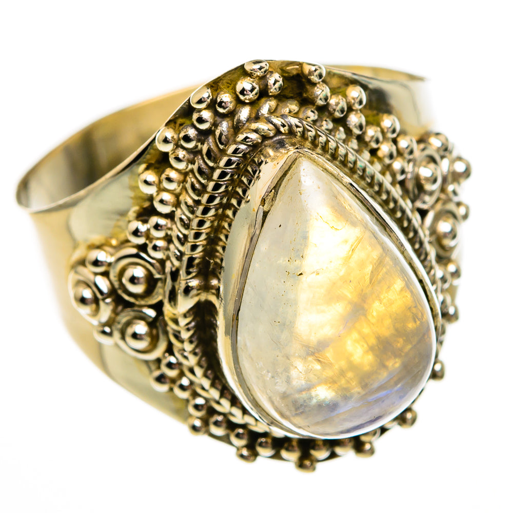 Rainbow Moonstone Rings handcrafted by Anasilvercos - RING78433