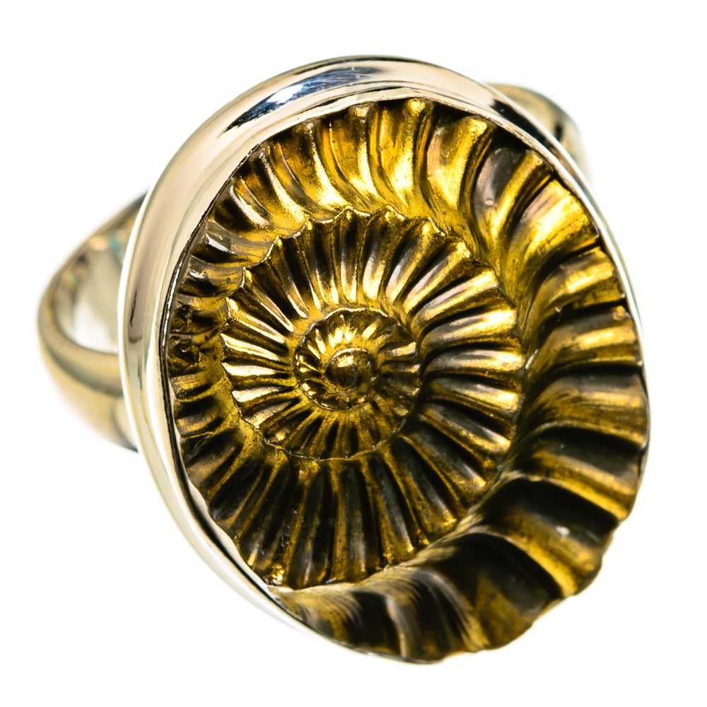 Pyrite Fossil Rings handcrafted by Anasilvercos - RING78434