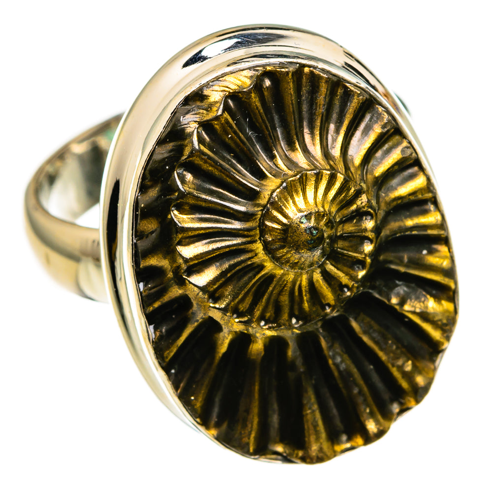 Pyrite Fossil Rings handcrafted by Anasilvercos - RING78435