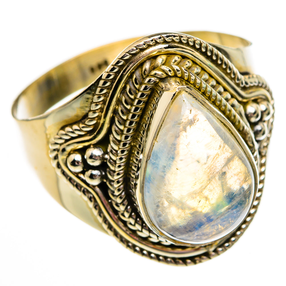 Rainbow Moonstone Rings handcrafted by Anasilvercos - RING78441