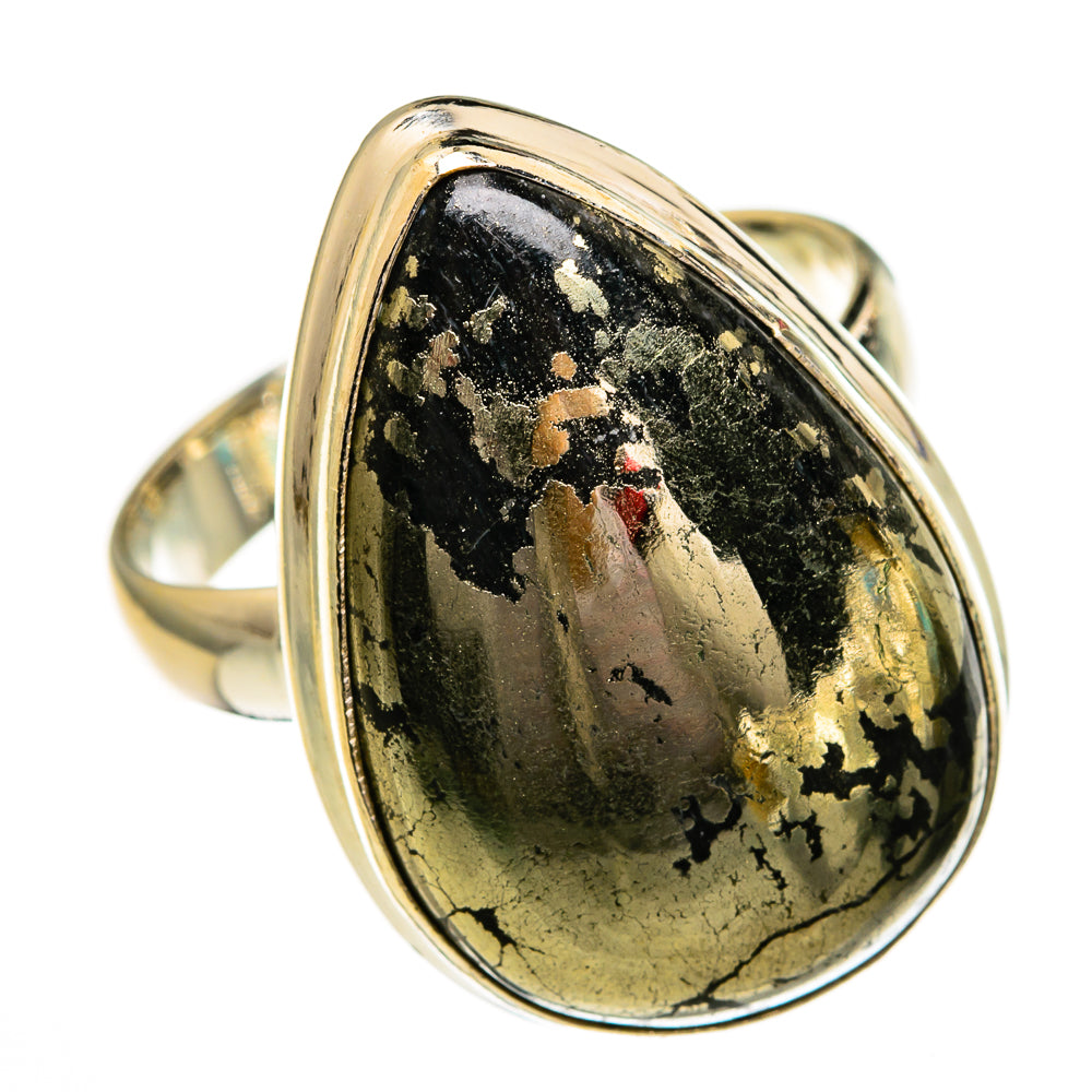 Pyrite In Black Onyx Rings handcrafted by Anasilvercos - RING78442