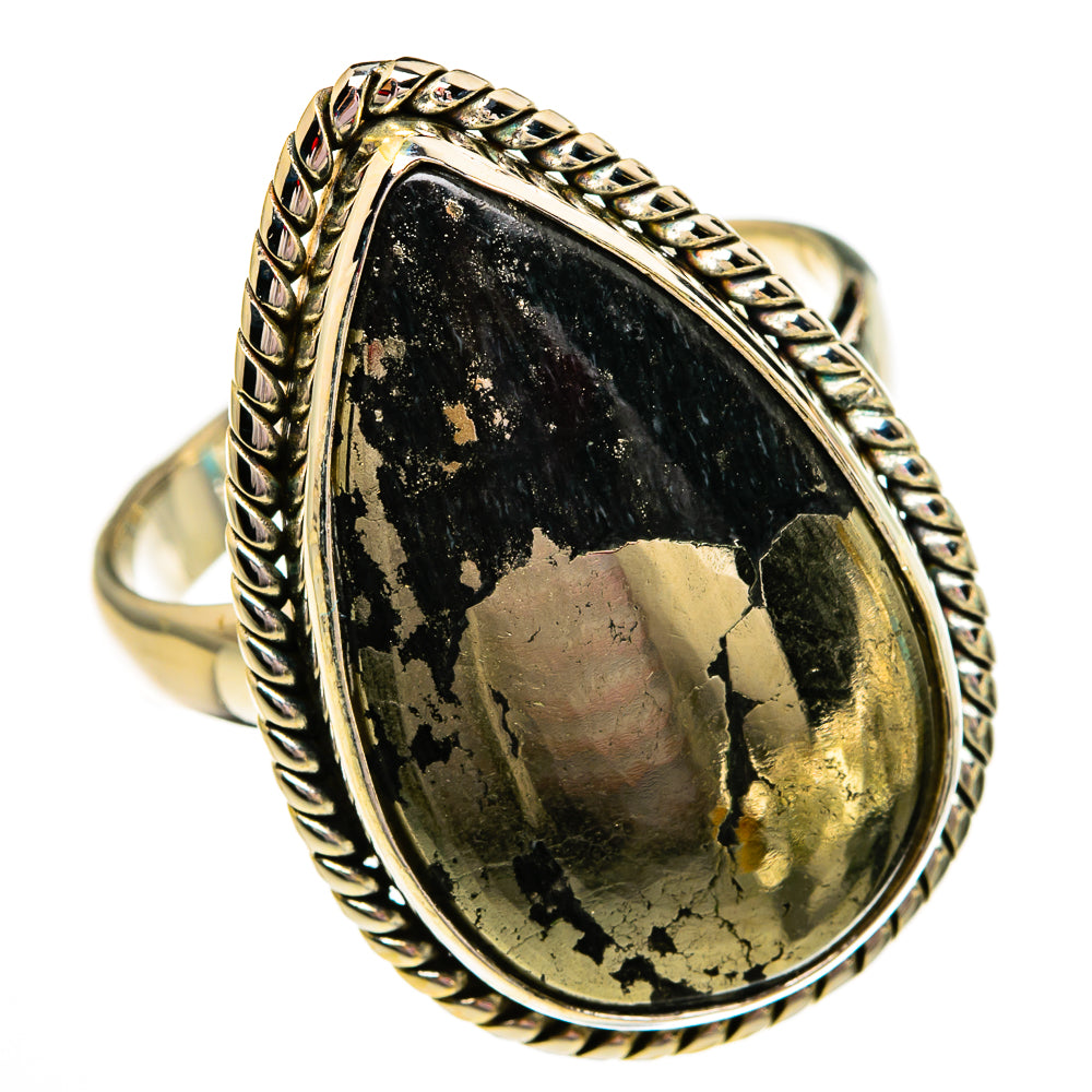 Pyrite In Black Onyx Rings handcrafted by Anasilvercos - RING78445