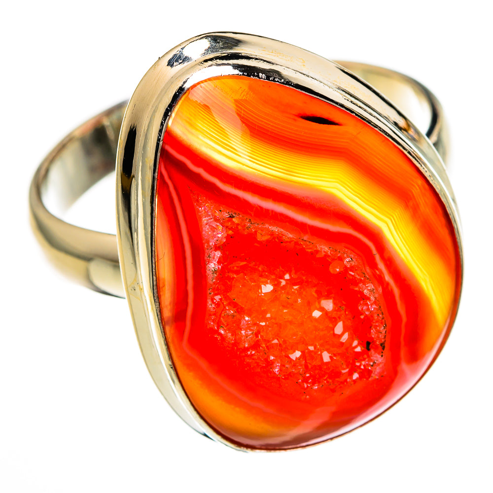 Red Agate Druzy Rings handcrafted by Anasilvercos - RING78480