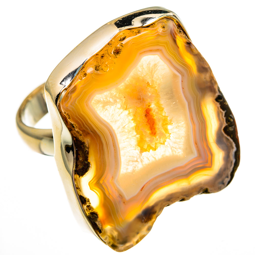 Orange Geode Slice Rings handcrafted by Anasilvercos - RING78579