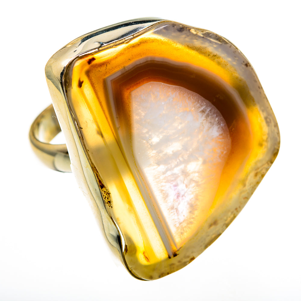 Yellow Geode Slice Rings handcrafted by Anasilvercos - RING78686