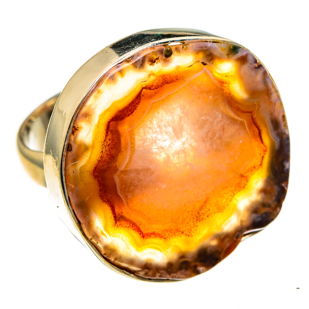 Yellow Geode Slice Rings handcrafted by Anasilvercos - RING78716