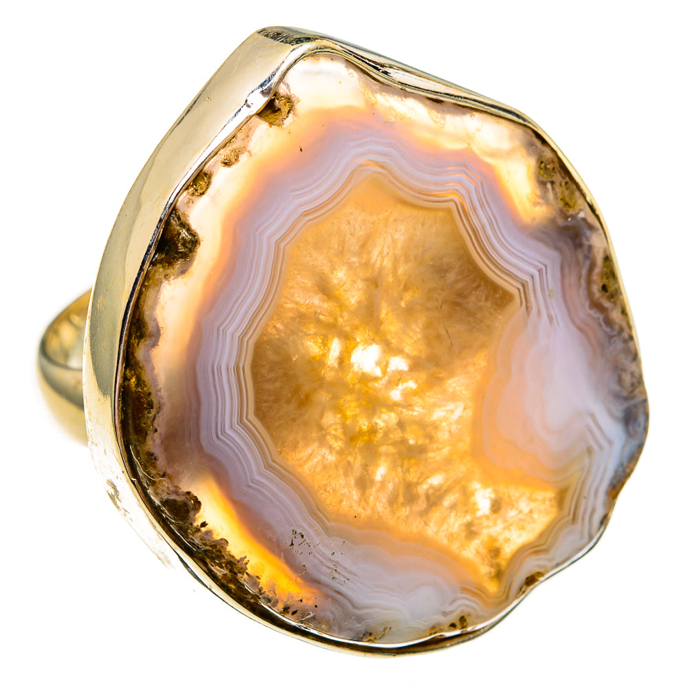 Yellow Geode Slice Rings handcrafted by Anasilvercos - RING78752