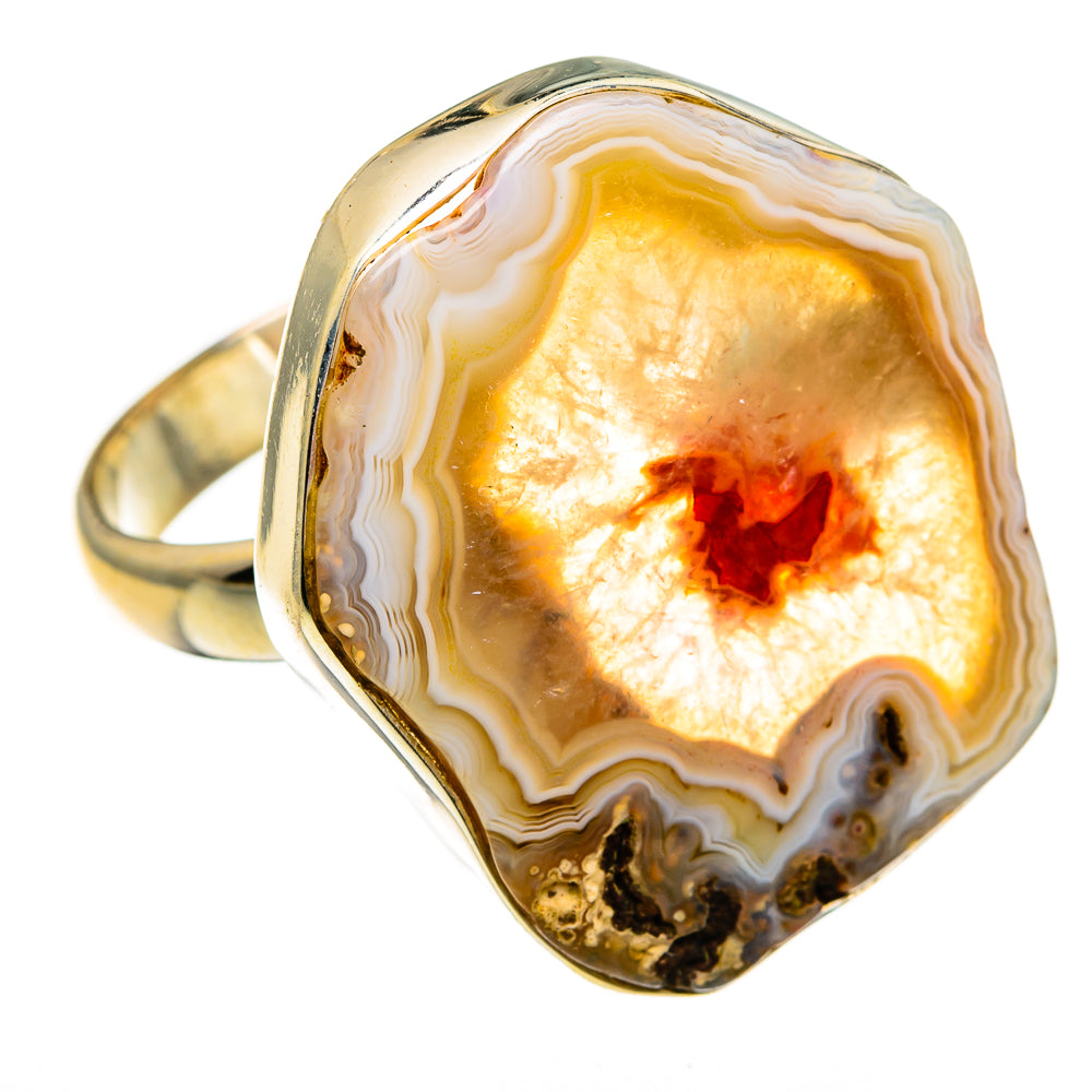 Yellow Geode Slice Rings handcrafted by Anasilvercos - RING78756
