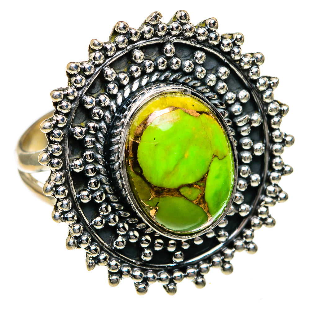 Green Copper Composite Turquoise Rings handcrafted by Anasilvercos - RING78773