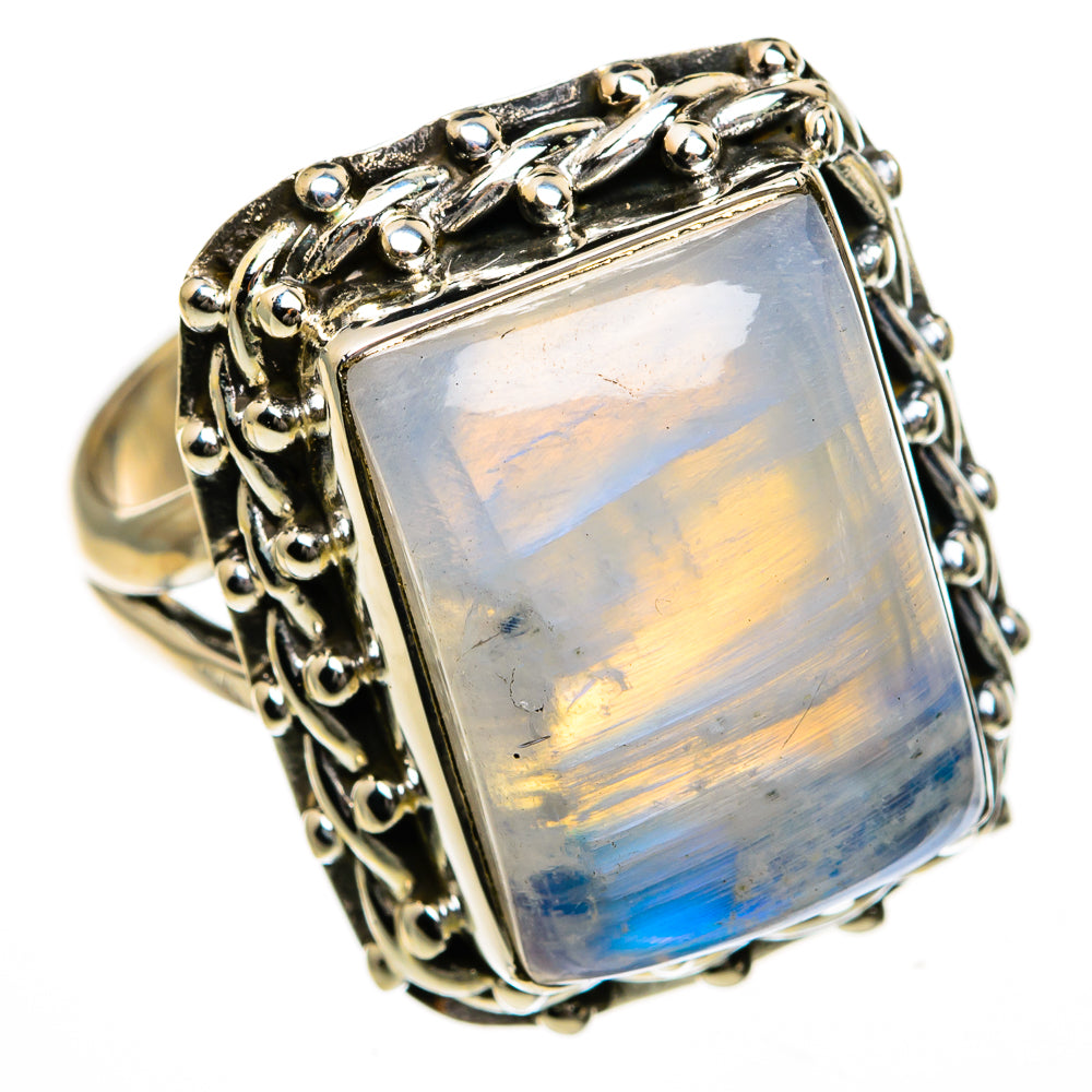 Rainbow Moonstone Rings handcrafted by Anasilvercos - RING78791