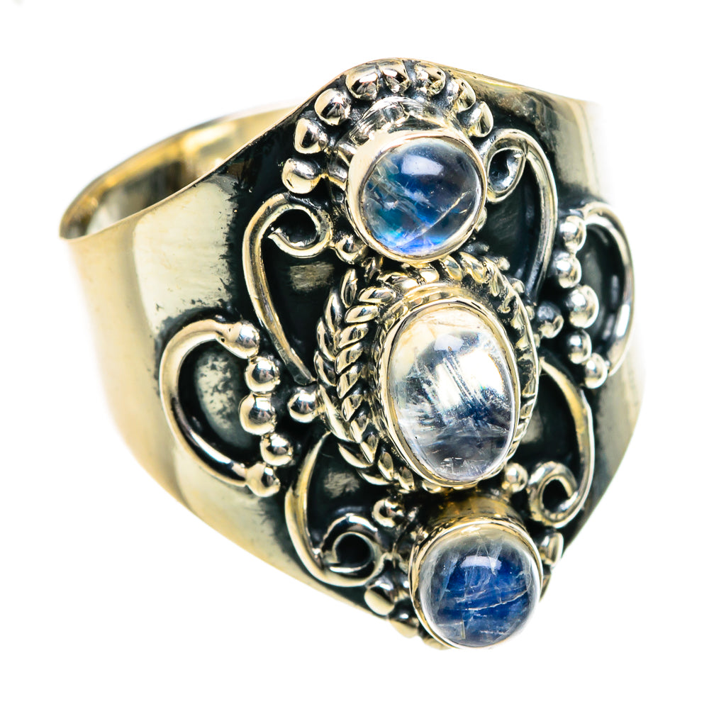 Rainbow Moonstone Rings handcrafted by Anasilvercos - RING78881