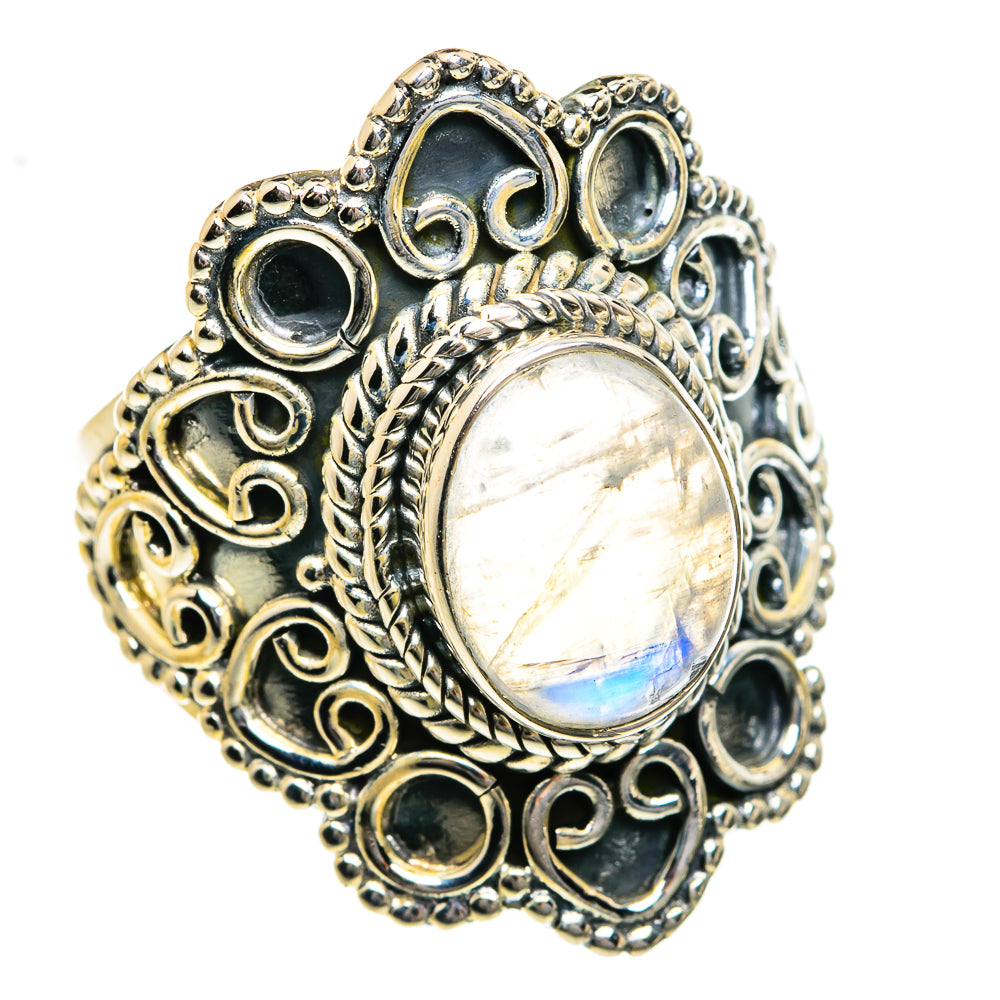 Rainbow Moonstone Rings handcrafted by Anasilvercos - RING78905