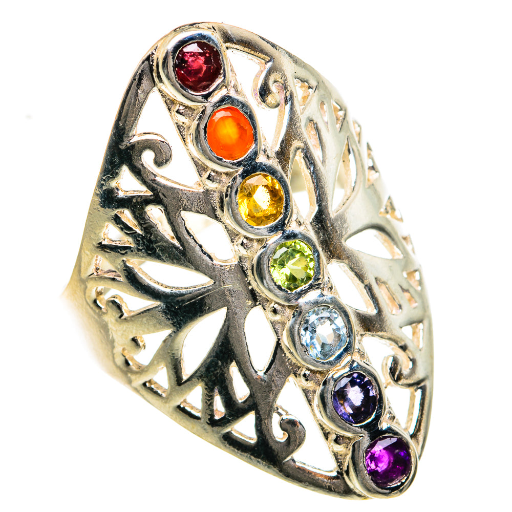 Multi-stone Rainbow Chakra Rings handcrafted by Anasilvercos - RING78908