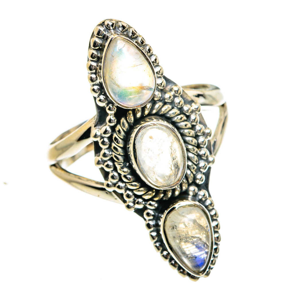 Rainbow Moonstone Rings handcrafted by Anasilvercos - RING78981