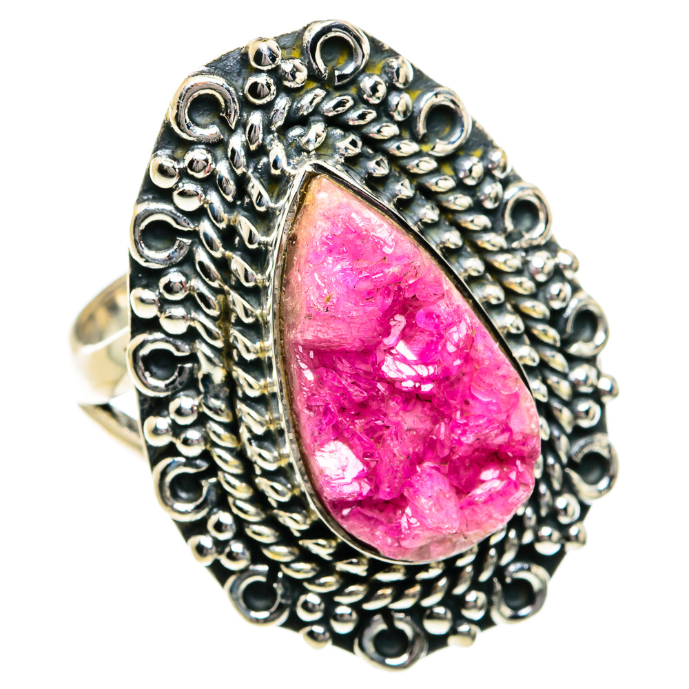 Pink Agate Druzy Rings handcrafted by Anasilvercos - RING79001